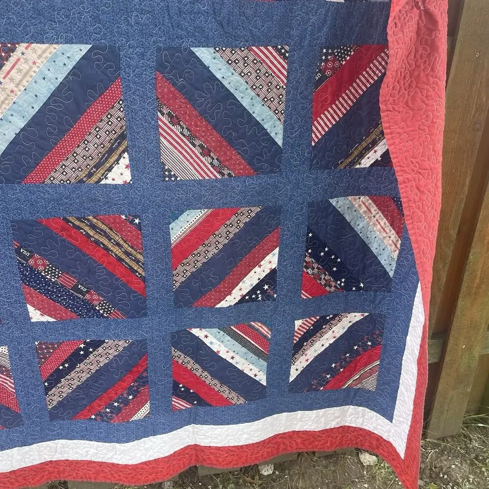 Patriotic Quilt Red, White & Blue Stars and Stripes – 72
